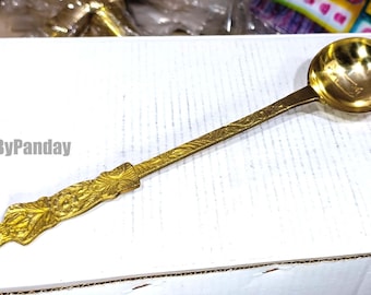 Pure Brass Ladle | Indian Cooking & Serving Spoon | 14.5 Inch
