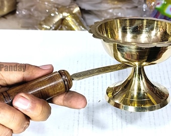 Brass Aarti Diya | Hindu Pooja Oil Lamp 10 in 236 GM