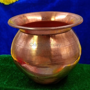 Pure Copper Kalash 95gm | 4 Inch Lota for Pooja | Copper Water Pot for Mandir, Diwali & Karwachauth | Traditional Hindu Puja Vessel