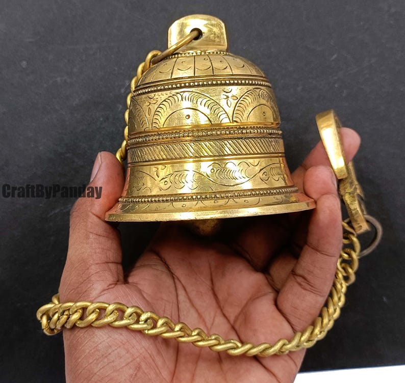 Brass Hanging Temple Bell With Chain 600 Gram 3x3x3 Inch - Etsy