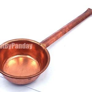 Grote puur koperen Hawan-lepel 14,5&quot; | Ghee-schenkellepel voor Agnihotra & Yajna | Achmani Pooja-lepel voor Havan Rituals