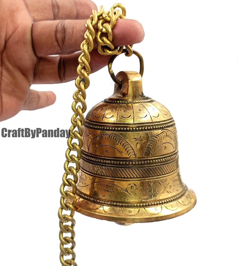 Brass Hanging Temple Bell With Chain 600 Gram 3x3x3 Inch - Etsy