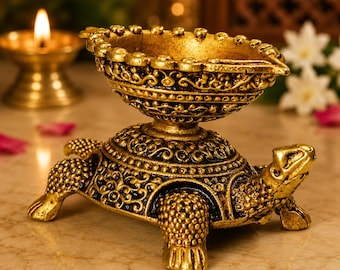 Brass Tortoise Diya | 1.5 Inch Turtle Oil Lamp