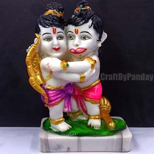 Big 9&quot; Lord Hanuman Ji Statue | Ram Bhakt Hanuman Idol in Culture Marble | Hand-Painted Hindu God Murti | Home Temple Decor 843 gm