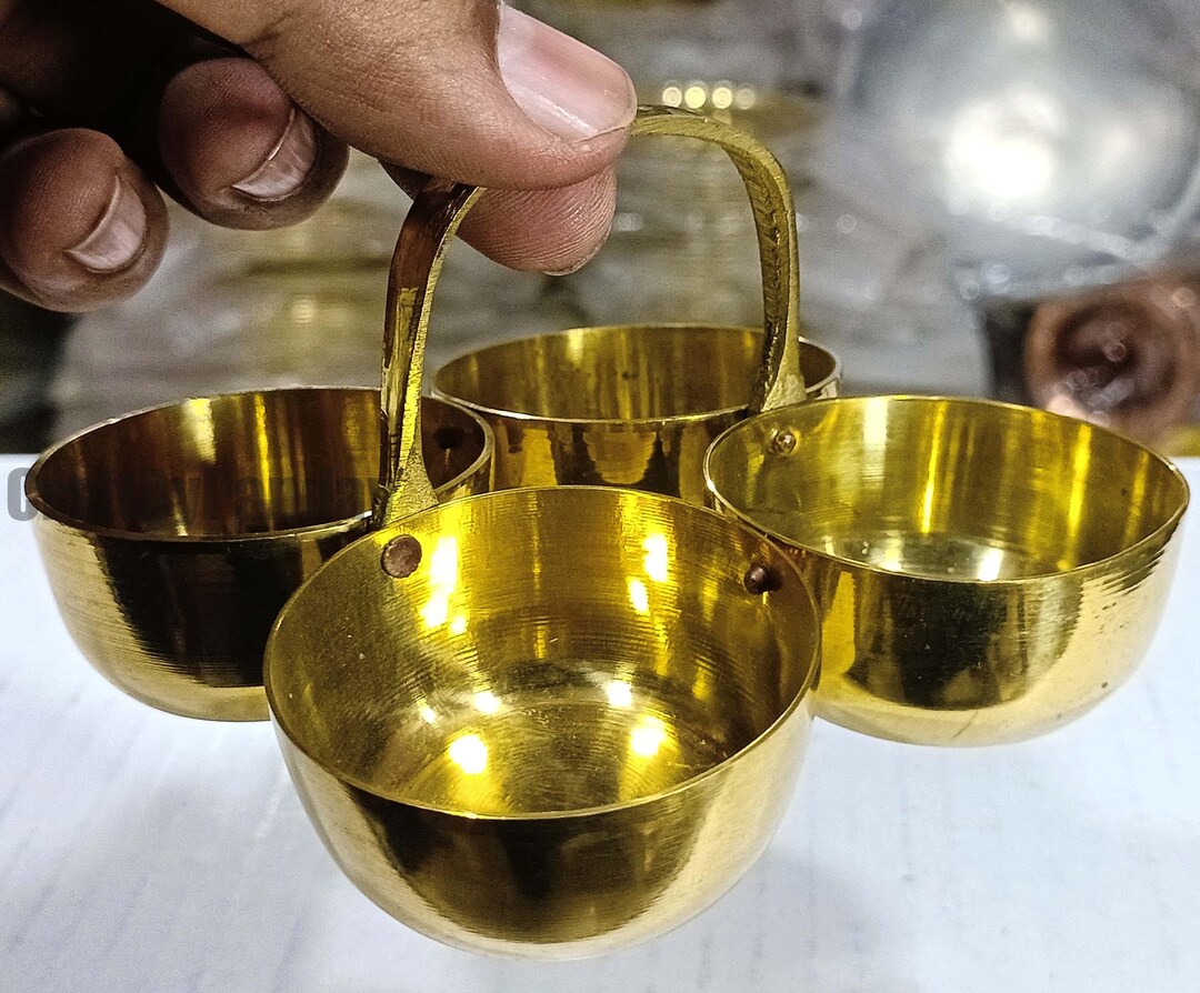Small Puja Rack Handcrafted Brass Puja Set With 4-bowl Stand – Indian Ritual Decor - Etsy