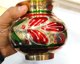 Lota en laiton gravé 364 g pour pot abhishek et puja | 5x4