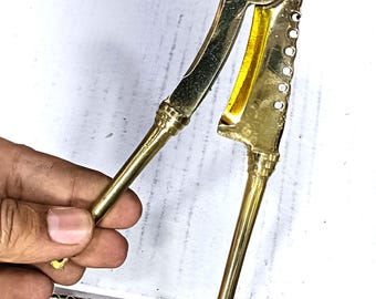 Pure Brass Sarota | Traditional Pooja Cutter Tool | 6 Inch | 121 GM | Gold Finish