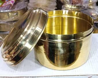 Large Brass Pooja Storage Box | Handmade Indian Mandir Decor