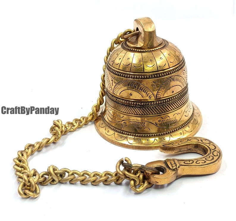 Brass Hanging Temple Bell With Chain 600 Gram 3x3x3 Inch - Etsy