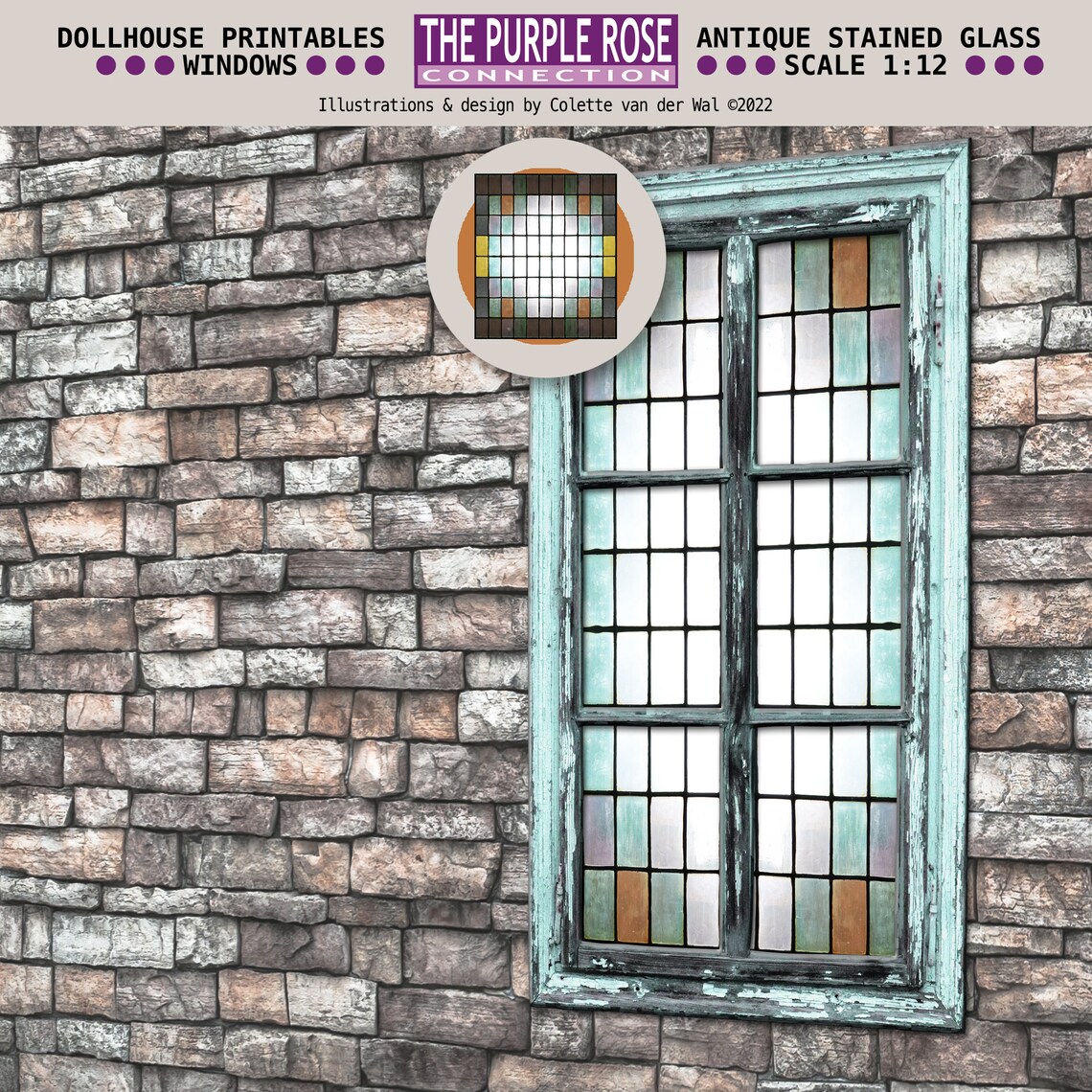DOLLHOUSE Printable WINDOWS Theme: Antique Stained Glass - Etsy