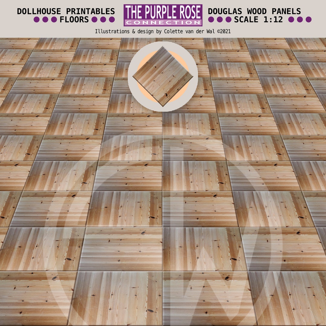 DOLLHOUSE Printable FLOORS Theme: Douglas Wood Panels Miniature ...