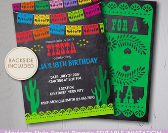 Editable Papel Picado Fiesta Invitation – Mexican Boho Party (Digital Download)