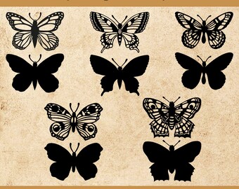 Butterfly Creative images Set1 - Butterfly SVG, 5 Butterflies SVG 2 Layered, Butterfly Files for Cricut, Butterfly Clipart, Dxf, Pdf, Png