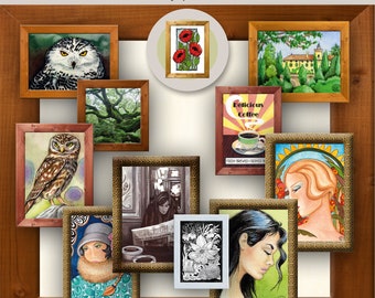 Decorazione murale stampabile DOLLHOUSE - Tema: Vari dipinti - miniature da scaricare per Dollhouse, Roombox Diorama - Scala 1/12