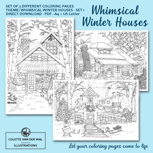 Tiny Pumpkin Houses Set 1 Coloring Pages Set of 3 - Etsy