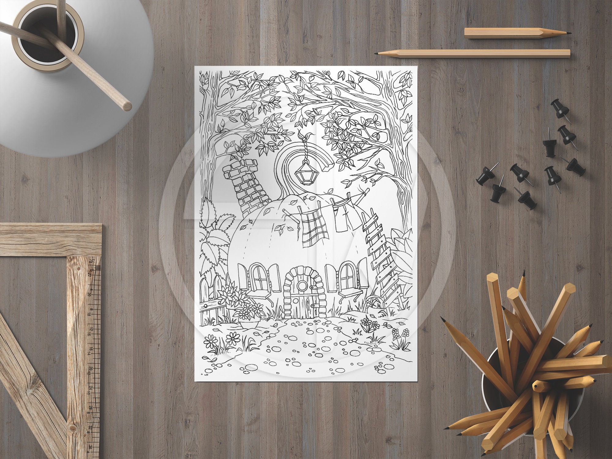 Tiny Pumpkin Houses Set 1 Coloring Pages Set of 3 - Etsy