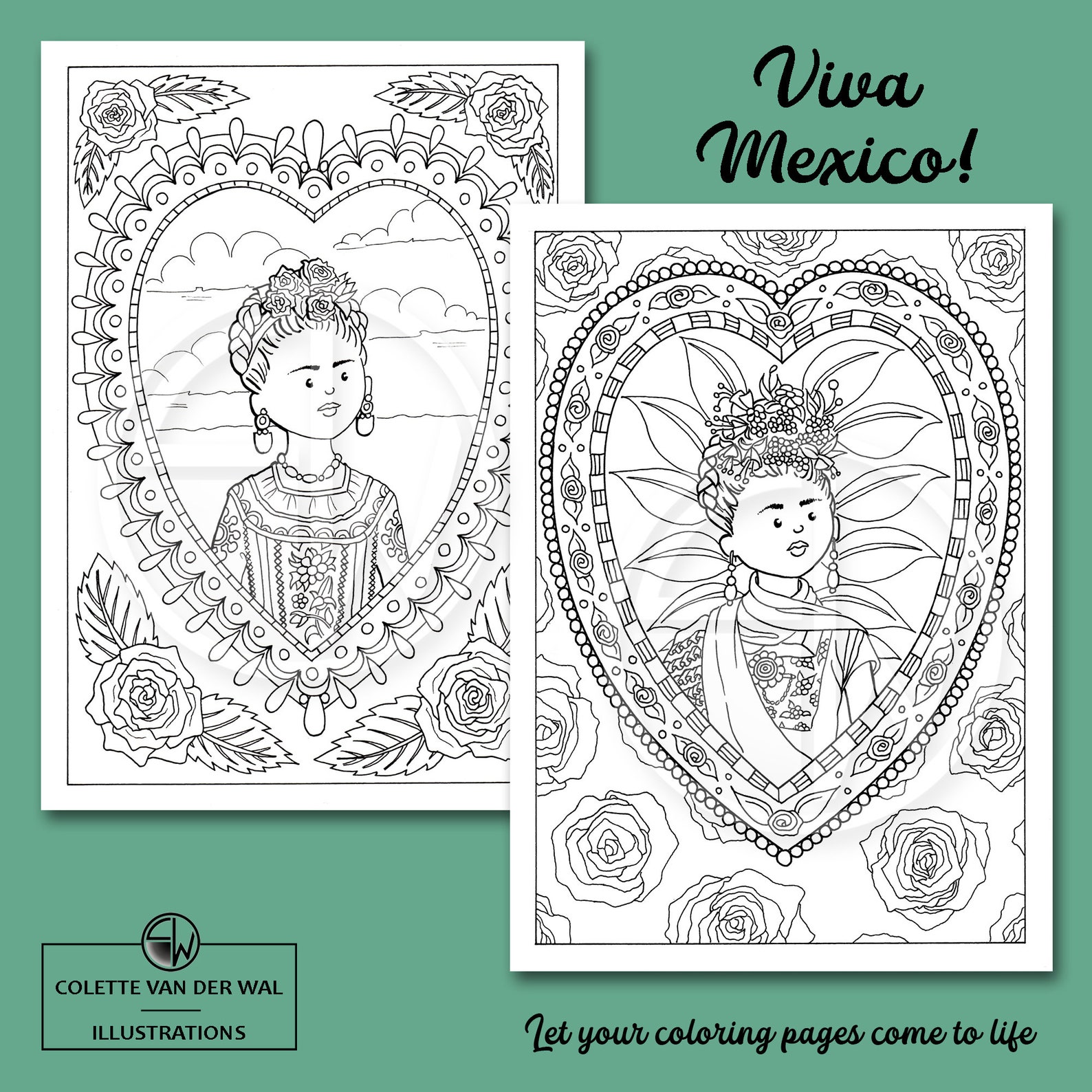 Viva Mexico Set1 Adult Coloring Pages Set of 10 Different | Etsy