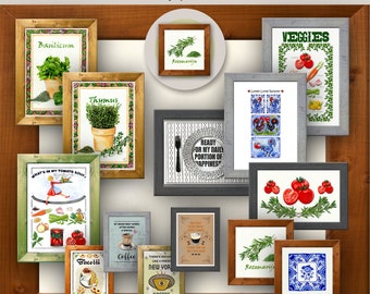 Dollhouse Kitchen Wall Art – Miniature Prints 1/12 Scale (Digital Download)