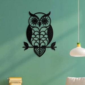 Owl Metal Wall Art, Unique Modern Home Decor, Fall Decor, Metal Owl Decor, Large Wall Art, Metal Home Decor, Home Gift, Halloween Wall Art