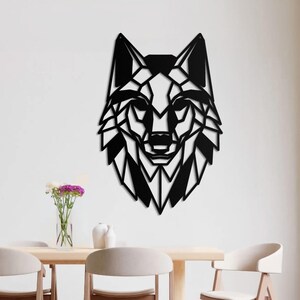 Geometric Wolf Metal Art, Unique Wall Decor, Abstract Wall Art, Wall Hangings, Metal Line Art, Modern Home Decor, Wall Sculpture Artwork