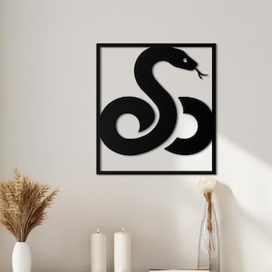 Schlange-Metall-Wand-Kunst, Geschenk für Schlange-Liebhaber, Schlafzimmer-Wand-Dekor, über dem Bett-Dekor, Schlange-Wand-Dekor, Wildtier-Dekor, Schlange-Zeichen, im Freien Dekor
