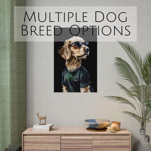 Cool Dog Art 24 x 26 Rolled Poster, Stylish Dog Decor, Pet Lover Gift, Wall Art Print, Animal Lover Home Decor