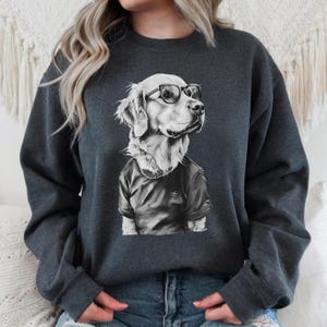 Grayscale Golden Retriever Sweatshirt: Cozy Dog Lover Crewneck
