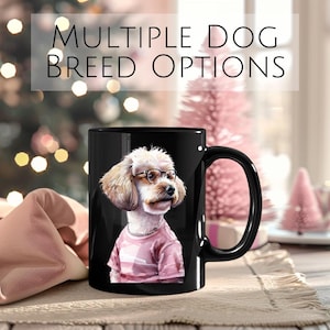 Cute Dog Portrait Mug | Gift for Dog Lovers, Coffee Cup for Pet Owners, Mug, Unique Animal Lover Gift, 15oz Black Mug