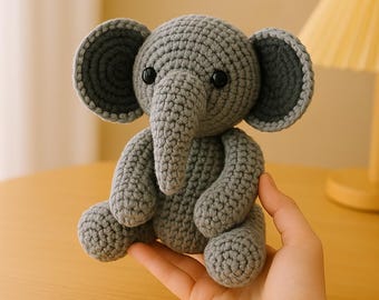 Adorable Baby Elephant Crochet Pattern, Amigurumi Safari Animal Plushie, DIY Handmade Gift