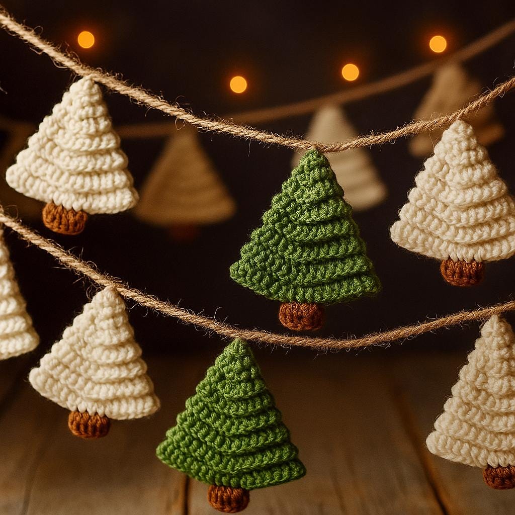 Easy Crochet Christmas Tree Garland Pattern – Festive Holiday Decor ...