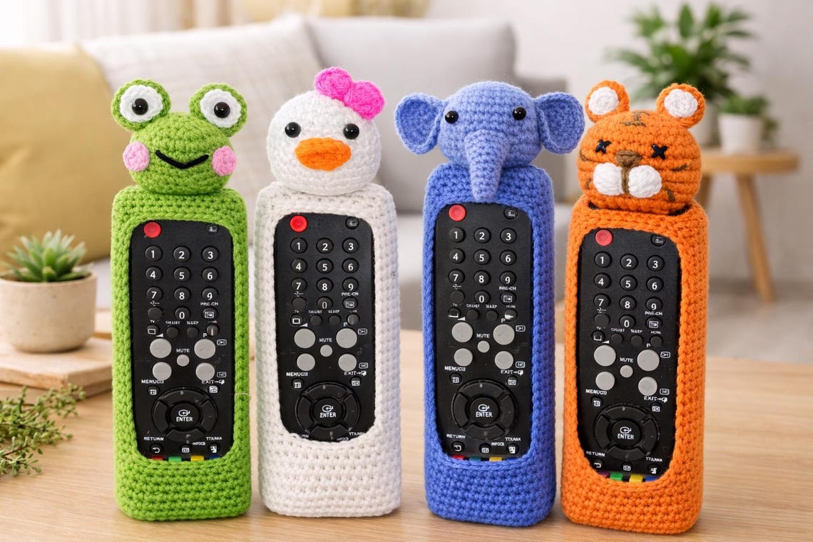 Crochet Remote Cover Pattern, Animal Character Designs (PDF Pattern) - Etsy