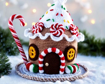 Festive Gingerbread House Box, Crochet Pattern, Christmas Candy Decor, PDF Pattern in English