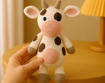 Crochet Cow Pattern PDF, Amigurumi Cow Tutorial, Farm Animal Crochet Plushie Pattern, Instant Download