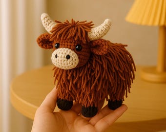 Highland Cow Crochet Pattern PDF – Adorable Crochet Animal Tutorial, Instant Download for Cute Stuffed Animal
