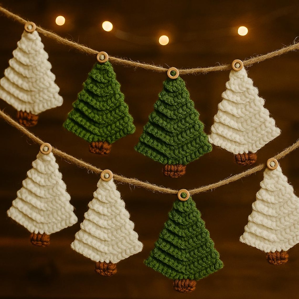 Easy Crochet Christmas Tree Garland Pattern – Festive Holiday Decor ...