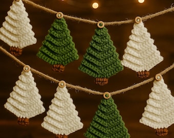 easy crochet christmas tree garland pattern – festive holiday decor, instant PDF download