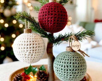 Patron festif de boules de Noël au crochet PDF | Décorations de bricolage pour la décoration des Fêtes | Guide du crochet adapté aux débutants