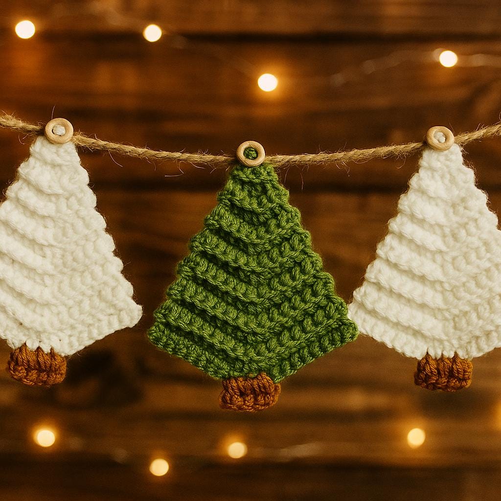 Easy Crochet Christmas Tree Garland Pattern – Festive Holiday Decor ...