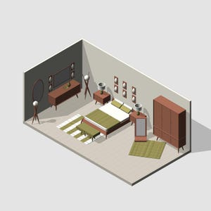 Modernes Schlafzimmer Möbel Paket - 17 Revit (.rfa) Objekte für die Inneneinrichtung
