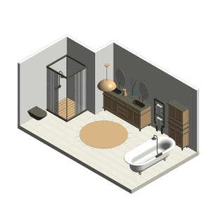 Modernes Badezimmer Möbel Paket - 11 Revit (.rfa) Objekte für die Inneneinrichtung