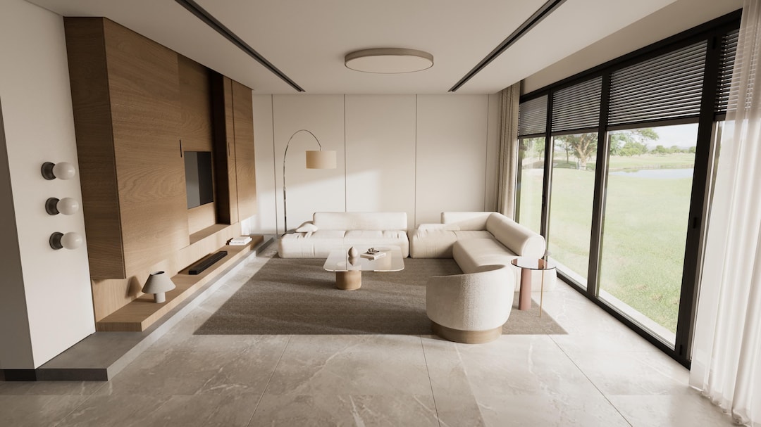Japandi Living Room Design: Custom Interior 3D Rendering - Etsy