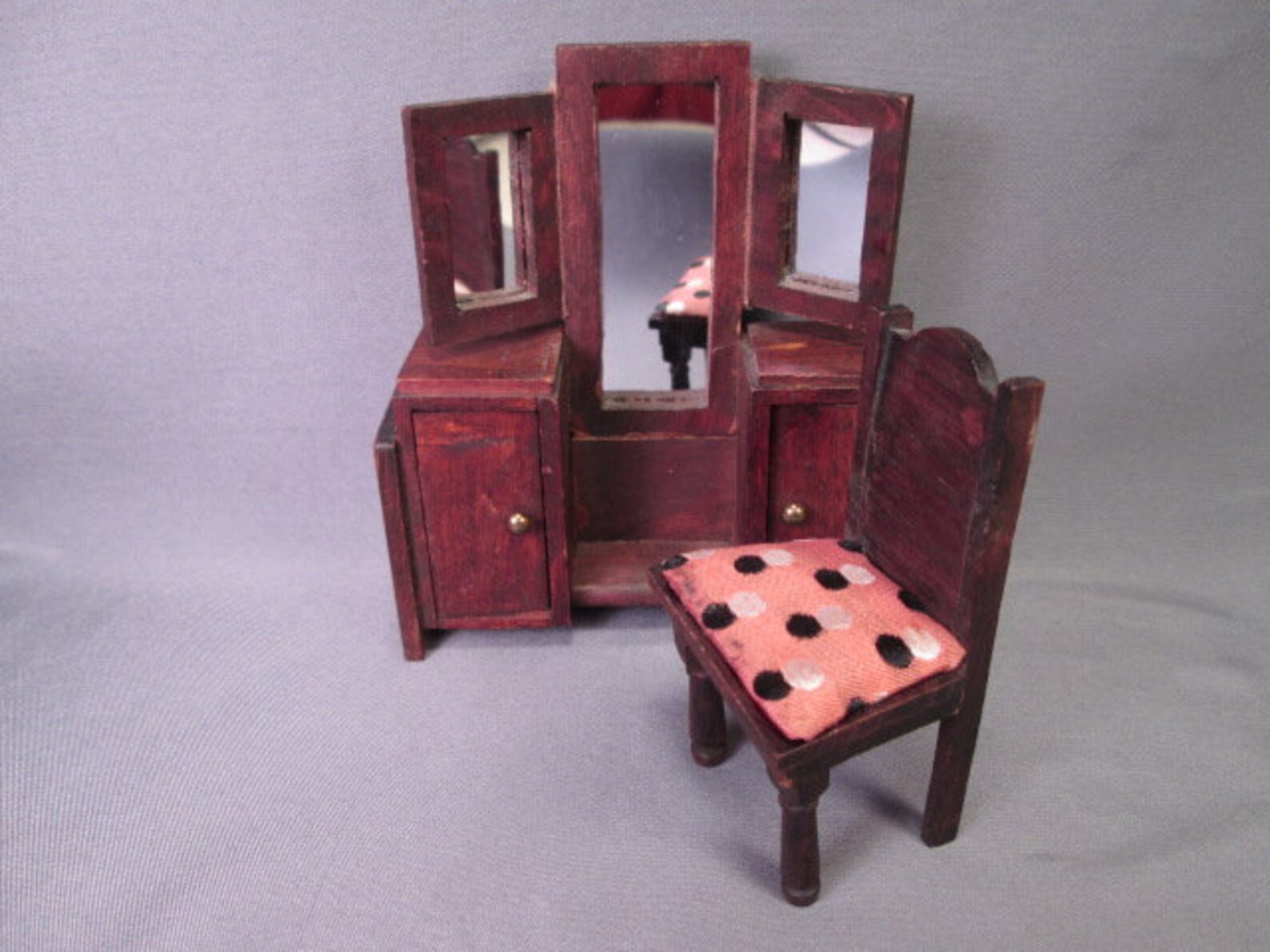 Vintage German Doll House Furniture Red Stain Deep Well Etsy