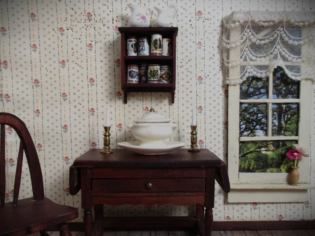 Vintage German Doll House Furniture Red Stain Shelf 112 Scale Etsy