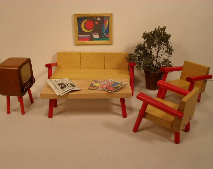 Dollhouse Furniture Modern Living Room Solid Wood in Small Etsy
