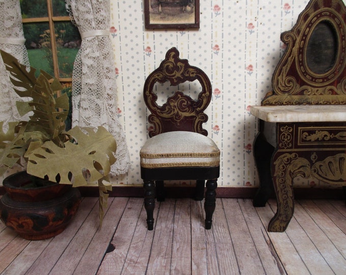 Antique German Dollhouse Furniture Biedermeier Boulle Walterhausen