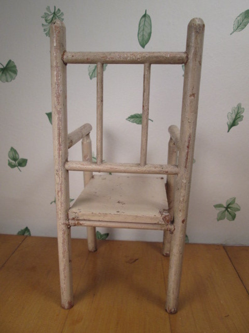 Antique Wooden Doll Furniture Stick Chair and Round Table Etsy
