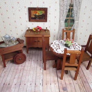 Vintage Dollhouse Furniture - &quot;White House&quot; Seven Piece Dining Room Set - 1:12  Scale
