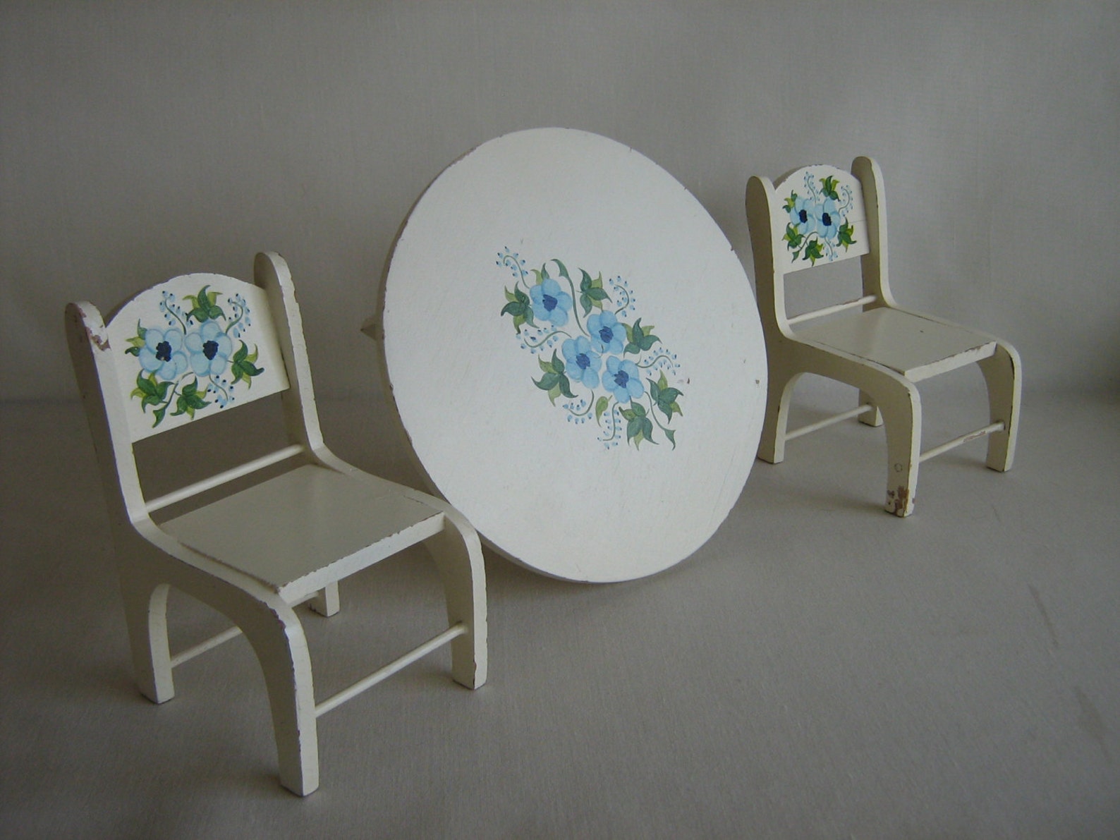 RESERVED Vintage 50s Wooden Table and Chairs w/ Hand Painted Etsy