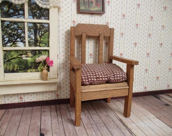 Vintage Dollhouse Furniture - Craftsman Style Chair - 1:12 Scale - Made in Germany