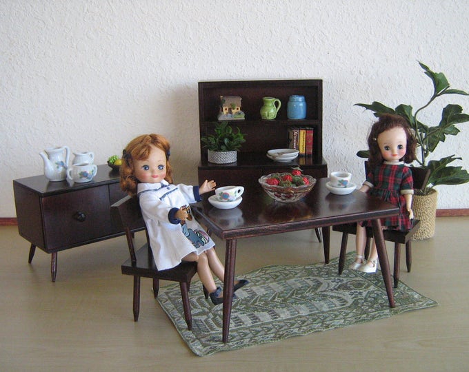 Vintage Doll Furniture Hall's Mid Century Modern Dining Room 5 Piece